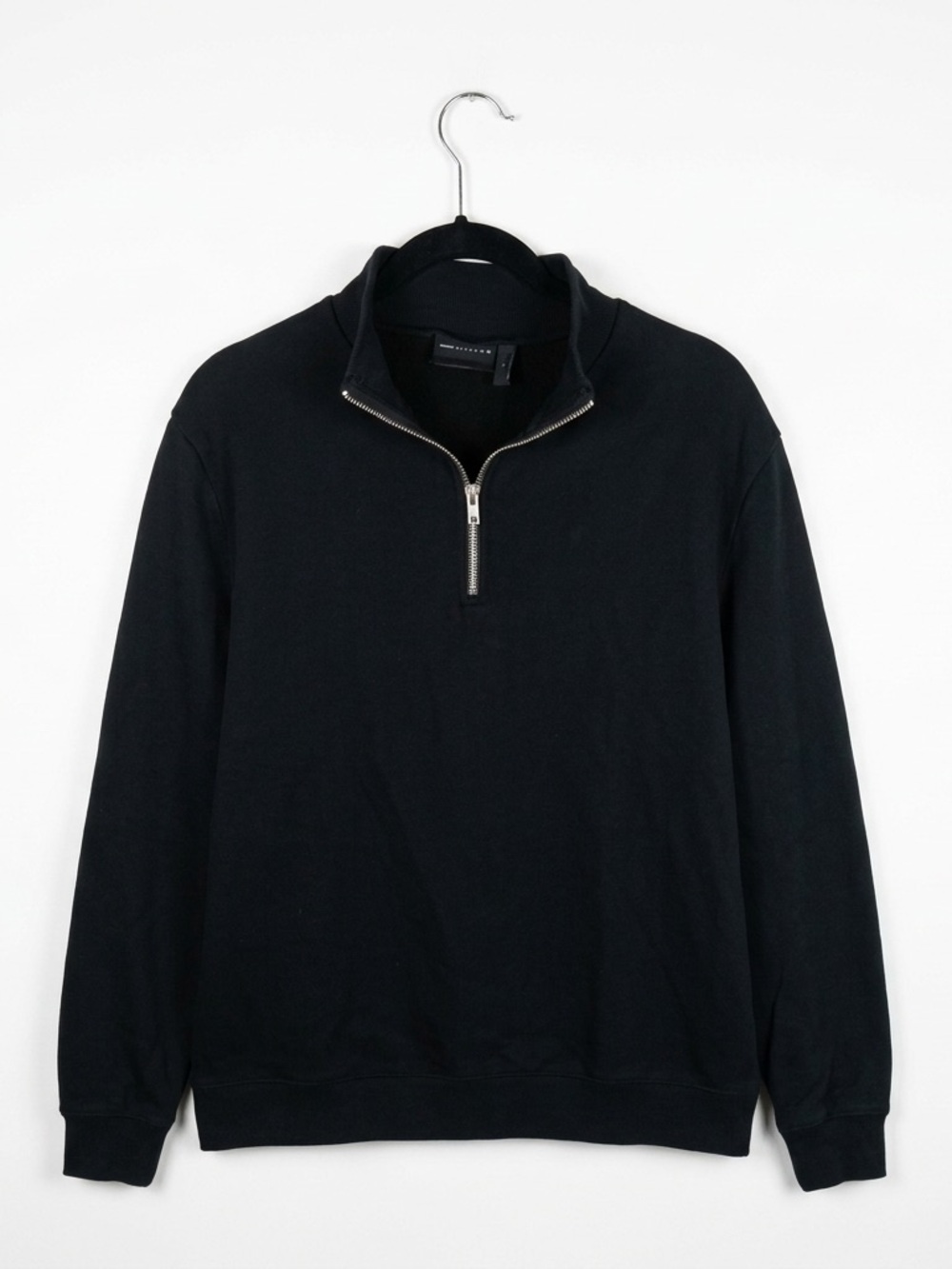 ASOS Black Quarter-Zip Sweatshirt with Silver Zip - Picture 2 of 6